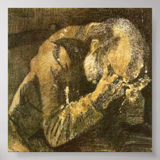 バンゴッホ老人の手に頭を持つ(F998) ポスター