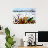 バンゴッホ雪の風景アルルを背景に ポスター (ホームオフィス)