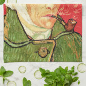 バンゴッホ – 包帯された耳とパイプとセルフポートレート キッチンタオル (折り畳み)