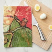 バンゴッホ – 包帯された耳とパイプとセルフポートレート キッチンタオル (四つ折り)