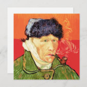 バンゴッホ – 包帯された耳とパイプとセルフポートレート サンキューカード (正面/裏面)