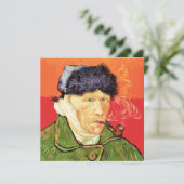 バンゴッホ – 包帯された耳とパイプとセルフポートレート サンキューカード (スタンド正面)