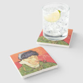 バンゴッホ – 包帯された耳とパイプとセルフポートレート ストーンコースター (横)