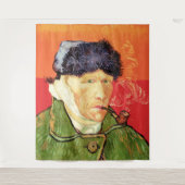 バンゴッホ – 包帯された耳とパイプとセルフポートレート タペストリー (正面)