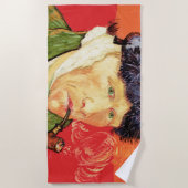 バンゴッホ – 包帯された耳とパイプとセルフポートレート ビーチタオル (正面)