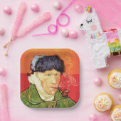 バンゴッホ – 包帯された耳とパイプとセルフポートレート ペーパープレート (パーティー)