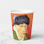 バンゴッホ – 包帯された耳とパイプとセルフポートレート 紙コップ (裏面)