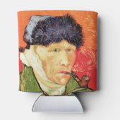 バンゴッホ – 包帯された耳とパイプとセルフポートレート 缶クーラー (裏面)