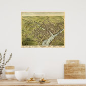 バンゴルメイン1875アンティークパノラママップ ポスター (キッチン)