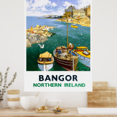 バンゴール・アイルランド・ヴィンテージ旅行ポスター復元 ポスター (キッチン)