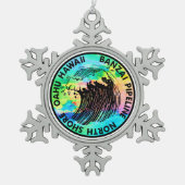 バンザイパイプラインサーフィンノースショアサーフハワイ スノーフレークピューターオーナメント (正面)