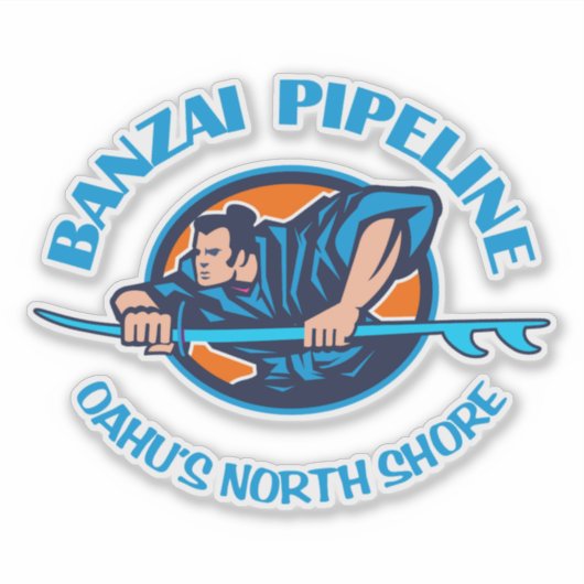 バンザイパイプライン（青） シール (正面)
