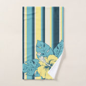 バンザイビーチハワイアンハイビスカスフローラとストライプ バスタオルセット (ハンドタオル)