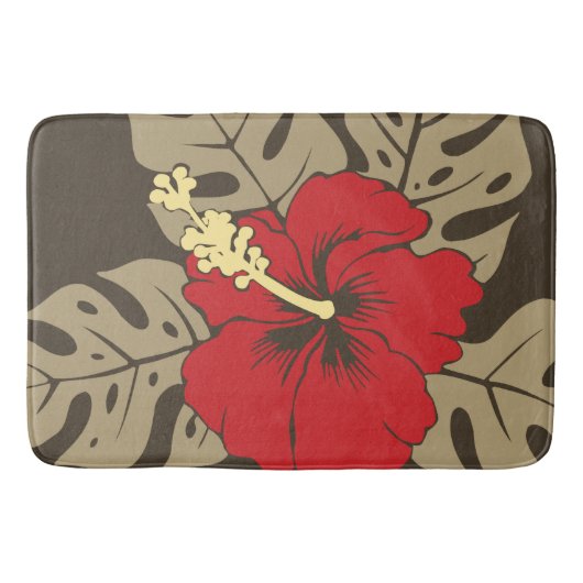 バンザイビーチハワイアンハイビスカスフローラ バスマット (正面)