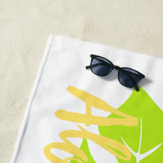 バンザイビーチハワイアンハイビスカスフローラ – パパイヤ ビーチタオル (インサイチュ)