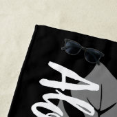 バンザイビーチハワイアンハイビスカスフローラ – ブラック ビーチタオル (インサイチュ)