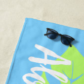 バンザイビーチハワイアンハイビスカスフローラ – ブルー ビーチタオル (インサイチュ)