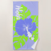 バンザイビーチハワイアンハイビスカスフローラ – ラベンダー ビーチタオル (正面)