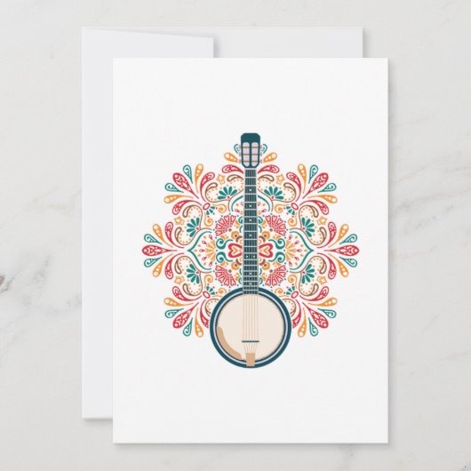 バンジョアコースティック楽器カントリーミュージックブルーギフト 招待状 (正面)