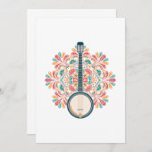 バンジョアコースティック楽器カントリーミュージックブルーギフト 招待状 (正面/裏面)