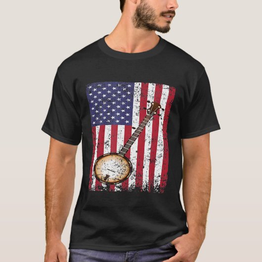 バンジョアメリカ国旗 Tシャツ (正面)