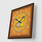 バンジョオンミュージカルスクロール&ラッセットオレンジ～ スクエア壁時計 (傾斜)