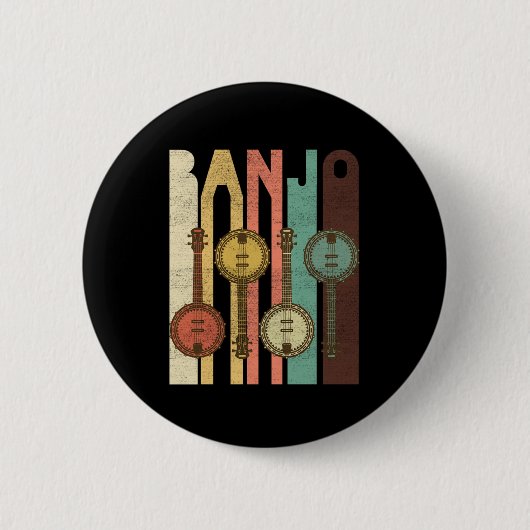 バンジョカントリーミュージック楽器ブルーグラスバンドギフト 缶バッジ (正面)