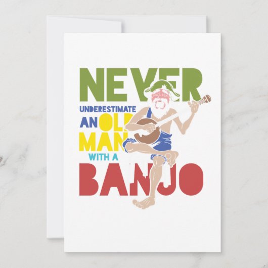 バンジョカントリー音楽ブルーグラスのギフトを持つ老人 招待状 (正面)