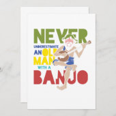 バンジョカントリー音楽ブルーグラスのギフトを持つ老人 招待状 (正面/裏面)