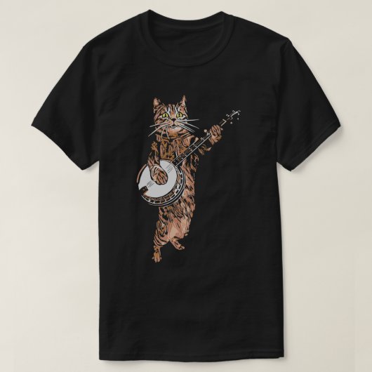 バンジョキャットブルーグラおもしろいスカントリーフォークミュージックヴィンタ Tシャツ (デザイン正面)