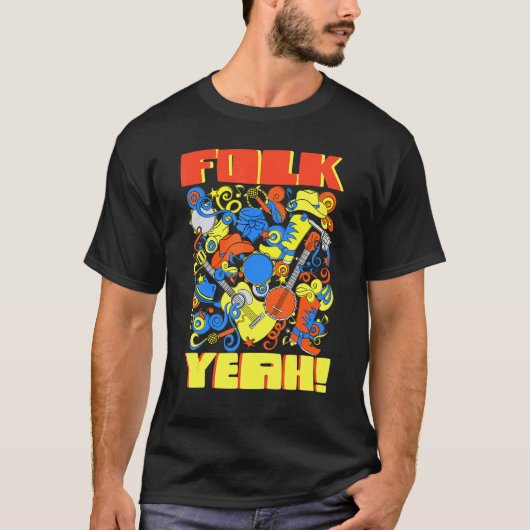 バンジョギタープレーヤーフォークうん Tシャツ (正面)