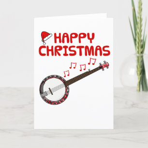 バンジョクリスマスカードバンジョイストフォークミュージシャン サンキューカード