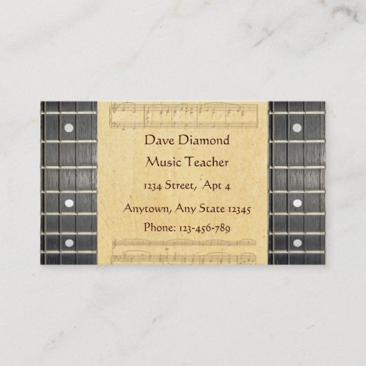 バンジョストリングフリーボードシートミュージック名刺 名刺 (正面)