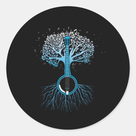 バンジョツリーカントリーミュージックブルーグラスミュージシャンギフト ラウンドシール (正面)