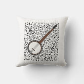 バンジョミュージカルノートバンジョイストフォークミュージシャン クッション (裏面)