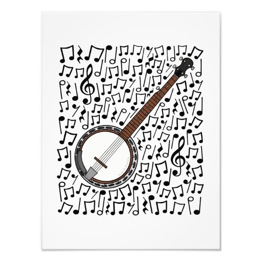 バンジョミュージカルノートバンジョイストフォークミュージシャン フォトプリント            (正面)
