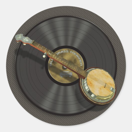 バンジョミュージックラウンドスティッカー ラウンドシール (正面)