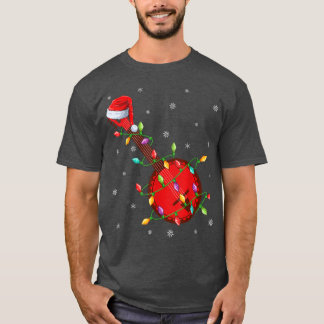 バンジョミュージックラバークリスマスライツサンタバンジョクリスマ Tシャツ
