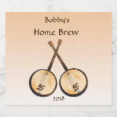 バンジョミュージック楽器オレンジビールラベル ビールラベル (シングルラベル)