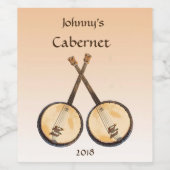 バンジョミュージック楽器オレンジワインラベル ワインラベル (シングルラベル)