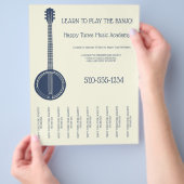 バンジョレッスミュージック先生ストリップフライヤーのティアオフ チラシ (手)