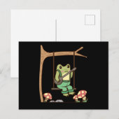 バンジョーとスイングを持つコテージコアエステティックカエル ポストカード (正面/裏面)