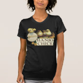 バンジョーのひよこの女性暗く短い袖のTシャツ Tシャツ (正面)