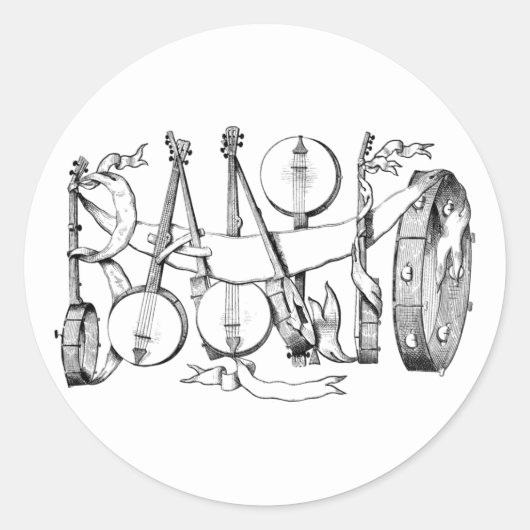 バンジョーのイラストレーション芸術 ラウンドシール (正面)