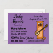 バンジョーのベビーシャワーを遊んでいるおもしろいなラッコ インビテーションポストカード (正面/裏面)