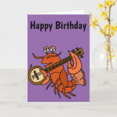 バンジョーの漫画を遊ぶおもしろいなロブスター カード (黄色い花)