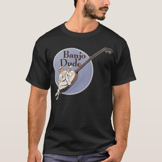 バンジョーの男の人の暗く短い袖のTシャツ Tシャツ (正面)