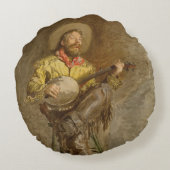 バンジョーを弾きながらスペインのカウボーイソングを歌うトレイル曲 ラウンドクッション (裏面)