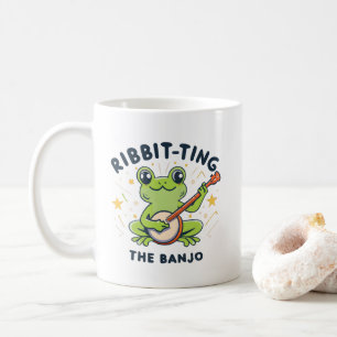 バンジョーを弾くリブbit、かわいいカエルが音楽を演奏する コーヒーマグカップ