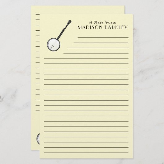 バンジョーミュージシャン音楽先生 便箋 (正面/裏面)